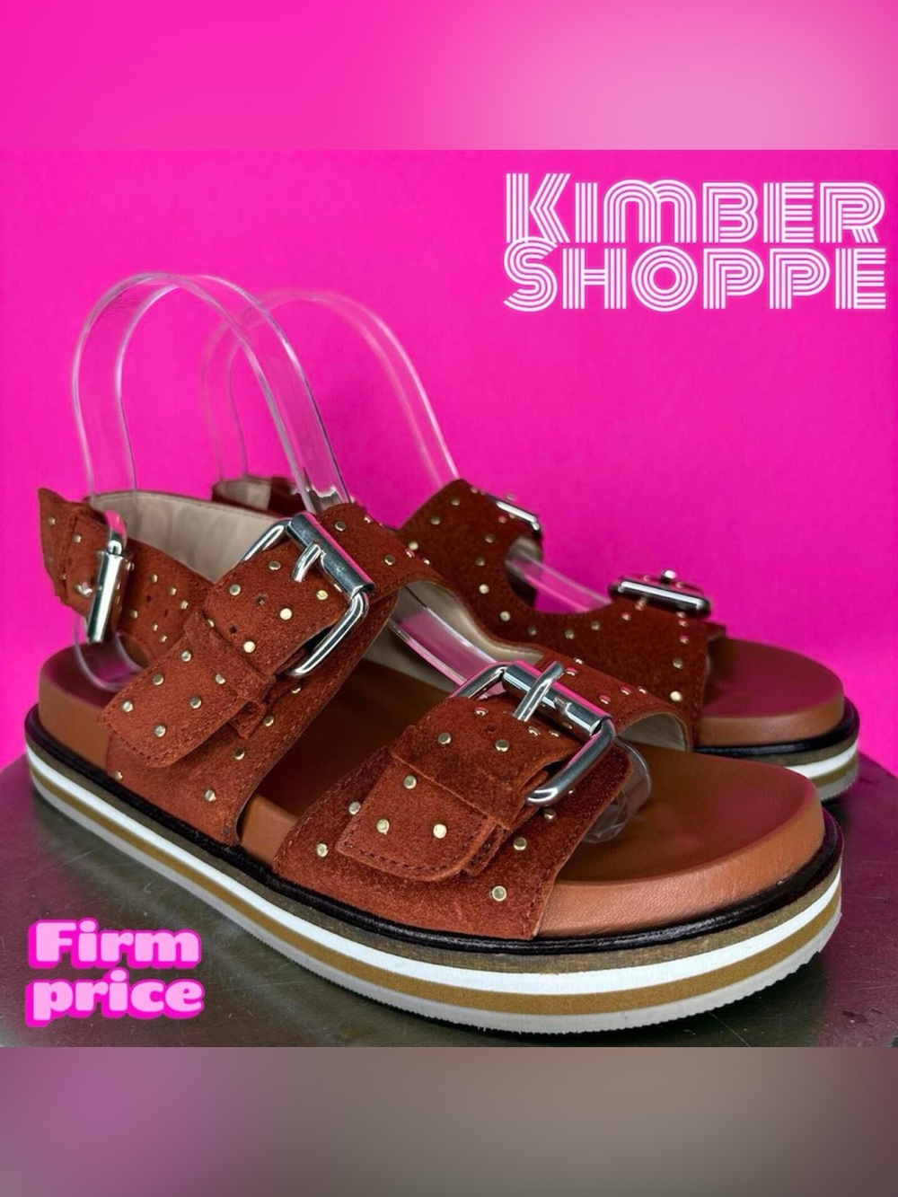Pilcro Anthropologie Burnt Orange Suede Studded Slingback Sandal EU 36 US 6 UK 4
